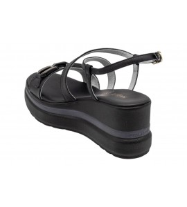 NERO GIARDINI sandalo con zeppa E615953D/100 TAMIGI NERO