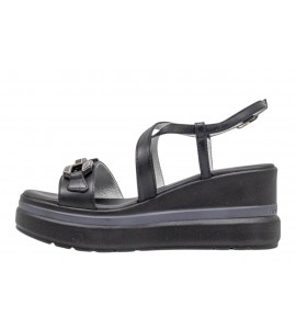 NERO GIARDINI sandalo con zeppa E615953D/100 TAMIGI NERO