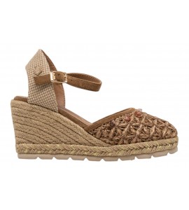 O-JOO sandalo con zeppa OL61501A GERI FLOWER NATURAL