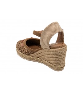 O-JOO sandalo con zeppa OL61501A GERI FLOWER NATURAL