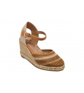 O-JOO sandalo con zeppa OL61530A GERI CROCHET NATURAL