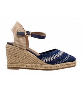 O-JOO sandalo con zeppa OL61530A GERI CROCHET NAVY