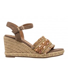 O-JOO sandalo con zeppa OL61500A GERI FLOWER NATURAL