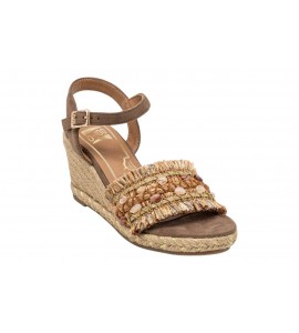 O-JOO sandalo con zeppa OL61500A GERI FLOWER NATURAL