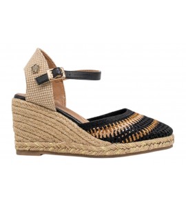 O-JOO sandalo con zeppa OL61530A GERI CROCHET BLACK