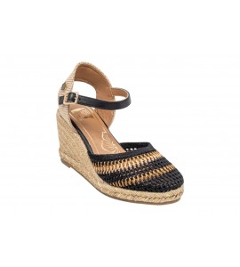 O-JOO sandalo con zeppa OL61530A GERI CROCHET BLACK