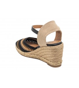 O-JOO sandalo con zeppa OL61530A GERI CROCHET BLACK