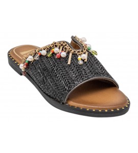 O-JOO ciabattina flat OL61511A MILEY CARRIBEAN BLACK