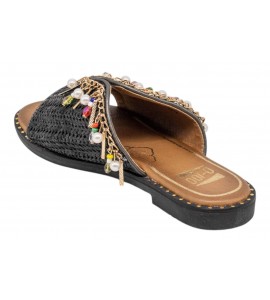 O-JOO ciabattina flat OL61511A MILEY CARRIBEAN BLACK