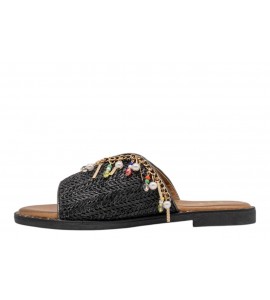 O-JOO ciabattina flat OL61511A MILEY CARRIBEAN BLACK