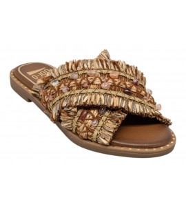 O-JOO ciabattina flat OL61510A MILEY CROSS NATURAL