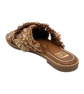 O-JOO ciabattina flat OL61510A MILEY CROSS NATURAL