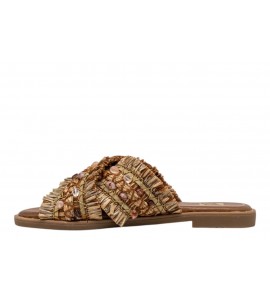 O-JOO ciabattina flat OL61510A MILEY CROSS NATURAL