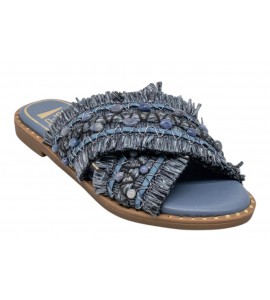 O-JOO ciabattina flat OL61510A MILEY CROSS SKY
