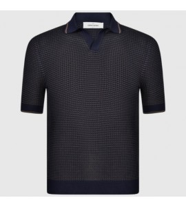 GRAN SASSO Polo skipper in maglia traforata bicolor 57191/20650/598 blu