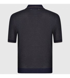 GRAN SASSO Polo skipper in maglia traforata bicolor 57191/20650/598 blu