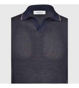 GRAN SASSO Polo skipper in maglia traforata bicolor 57191/20650/598 blu