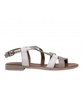 BUENO Sandalo basso G2204 TAUPE-BIANCO