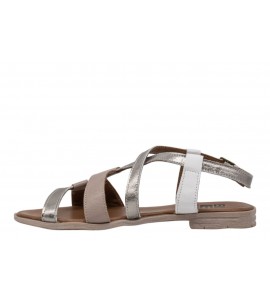 BUENO Sandalo basso G2204 TAUPE-BIANCO
