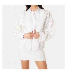 JIJIL JPE26GI144.0RT0033/0001 GIACCA paillettes BIANCO