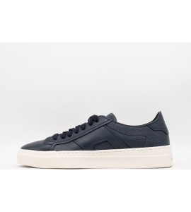 SANTONI DOUBLE BUCKLE SNEAKER DA UOMO IN PELLE BOTTALATA BLU