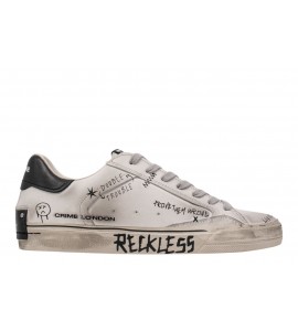 CRIME uomo 11033AA8.10 DISTRESSED BIANCO/NERO