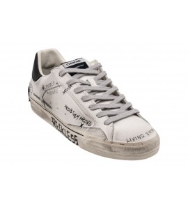 CRIME uomo 11033AA8.10 DISTRESSED BIANCO/NERO