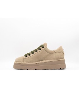 PANCHIC SCARPA ALLACCIATA DONNA P89 FODERATA IN MICROFIBRA SAFARI VERDE MILITARE