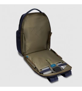 PIQUADRO Zaino porta pc 15,6" in tessuto riciclato e pelle