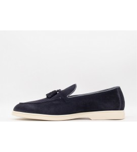 DOUCAL'S Mocassino con nappine in suede blu
