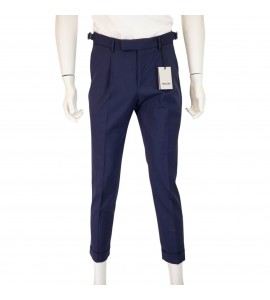 PAOLONI Pantaloni con pinces in fresco di lana stretch
