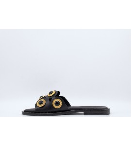 JEIDA CIABATTA IN PELLE CON BORCHIE