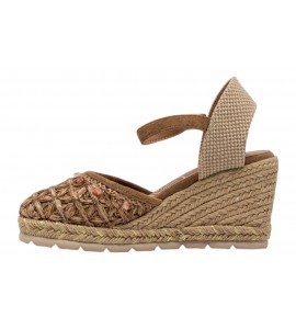O-JOO sandalo con zeppa OL61501A GERI FLOWER NATURAL