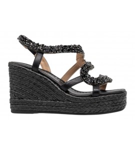 ALMA EN PENA sandalo con zeppa V266052 NAPA BLACK