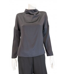 ROBERTO COLLINA BLUSA SETA NERO 253F55003