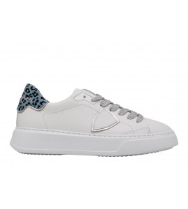 PHILIPPE MODEL DONNA SNEAKER TEMPLE LOW BLANC BLU LEO