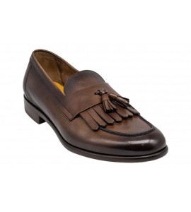 DOUCAL'S Mocassino con nappine e frangia in pelle marrone DU3399STRAUY188MM04