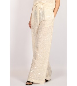 JUCCA J4354272/33/045 PANTALONE PAILLETTES PANNA