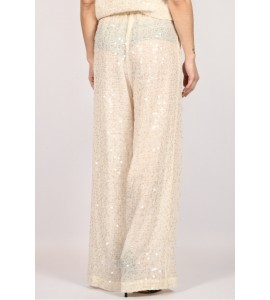 JUCCA J4354272/33/045 PANTALONE PAILLETTES PANNA