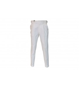 PAOLONI 4011P117/261060/02 PANTALONE LINO BIANCO