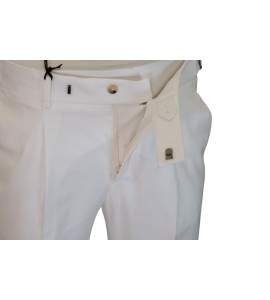PAOLONI 4011P117/261060/02 PANTALONE LINO BIANCO