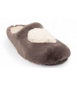GRUNLAND Ciabatta in peluche con cuore | FAYE