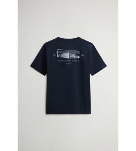 WOOLRICH T-SHIRT cotone CFWOTE2009MRUT5334/3989 MELTON BLUE