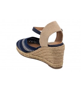 O-JOO sandalo con zeppa OL61530A GERI CROCHET NAVY