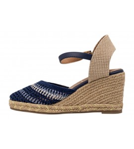 O-JOO sandalo con zeppa OL61530A GERI CROCHET NAVY