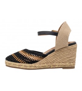 O-JOO sandalo con zeppa OL61530A GERI CROCHET BLACK