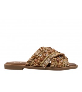 O-JOO ciabattina flat OL61510A MILEY CROSS NATURAL