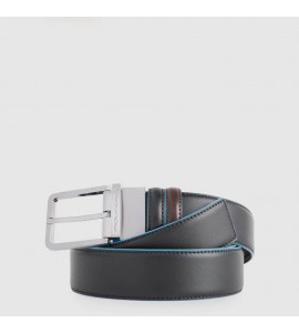PIQUADRO Cintura uomo reversibile con fibbia ad ardiglione, interno e bordi a contrasto in azzurro Blue Square
