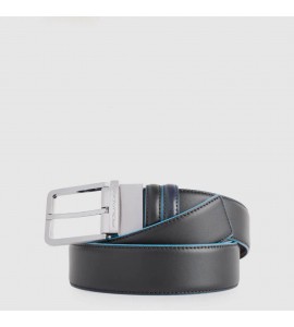 PIQUADRO Cintura uomo reversibile con fibbia ad ardiglione, interno e bordi a contrasto in azzurro Blue Square