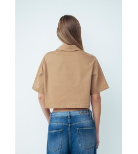 GAELLE Camicia In Twill Cropped Nocciola